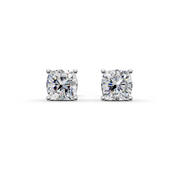 Cushion Cut Real Moissanite 4 Prong Solitaire Stud Earrings Screw Back 14K Gold Plated